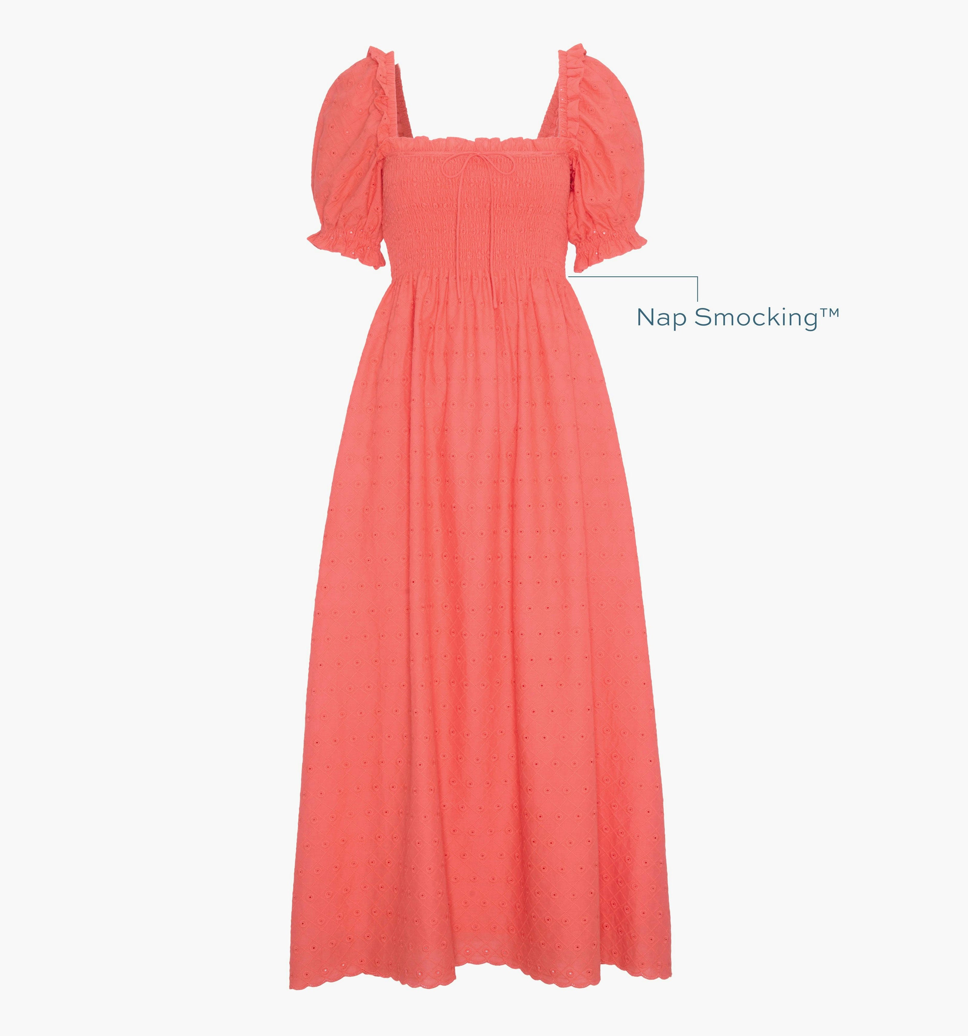 The Scarlett Nap Dress - Coral Daisy Broderie