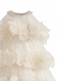 Cream Elysia Tiered Ruffle Dress