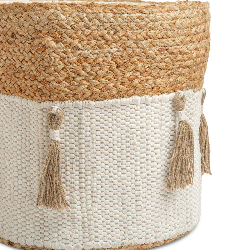 Cotton & Jute Boho Storage Bin