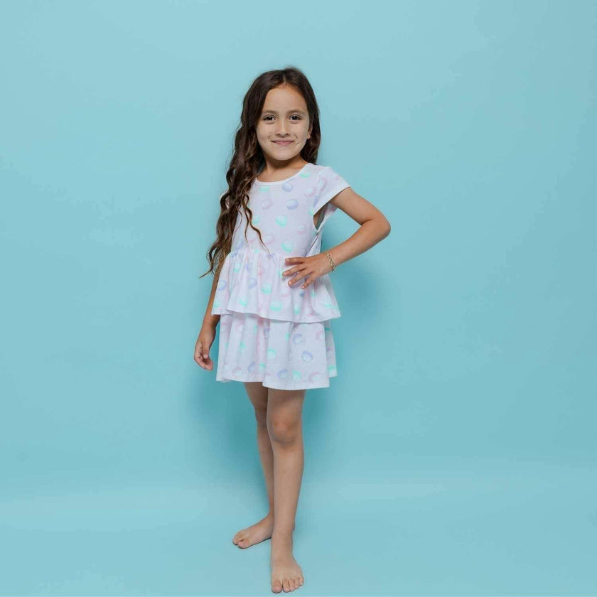 Round Neck 2-Layered Dress With Matching Shorts