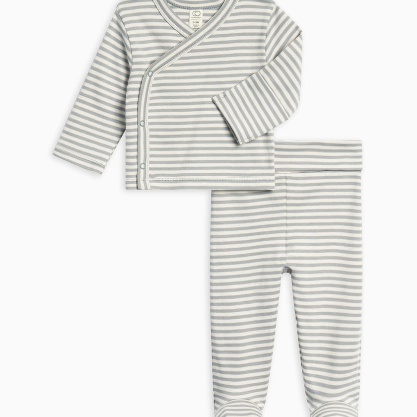Riley 2 Piece Kimono Wrap Top and Pant Set Ballet Stripe