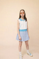 Organic Sleeveless Play Polo in Buzzer Blue Trim
