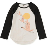 Flying Cranes Graphic Raglan T, White