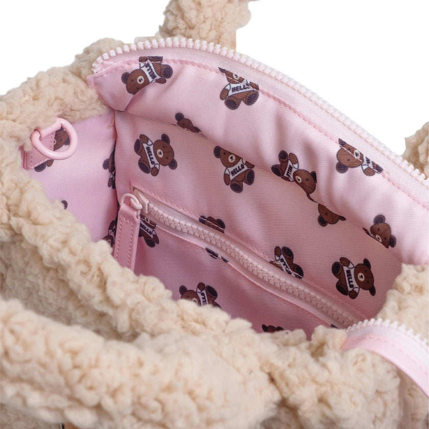 Sherpa Tote Bag – Cozy, Colorful & Convertible with Matching Coin Purse, Teddy Bear