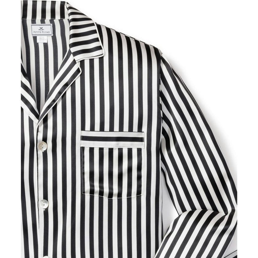 Men's Silk Pajama Set in Navy