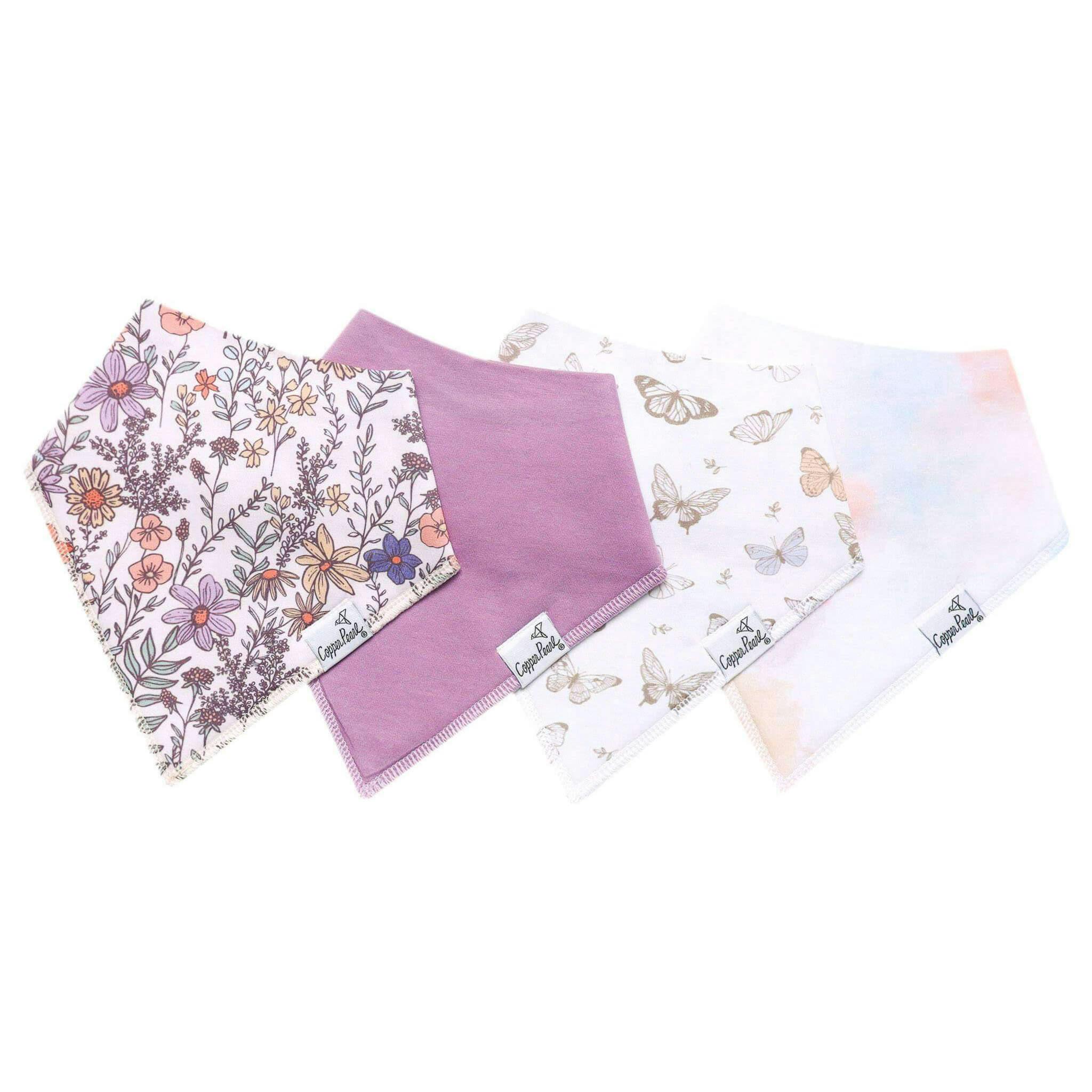4 Pack Baby Bandana Bibs - Flora