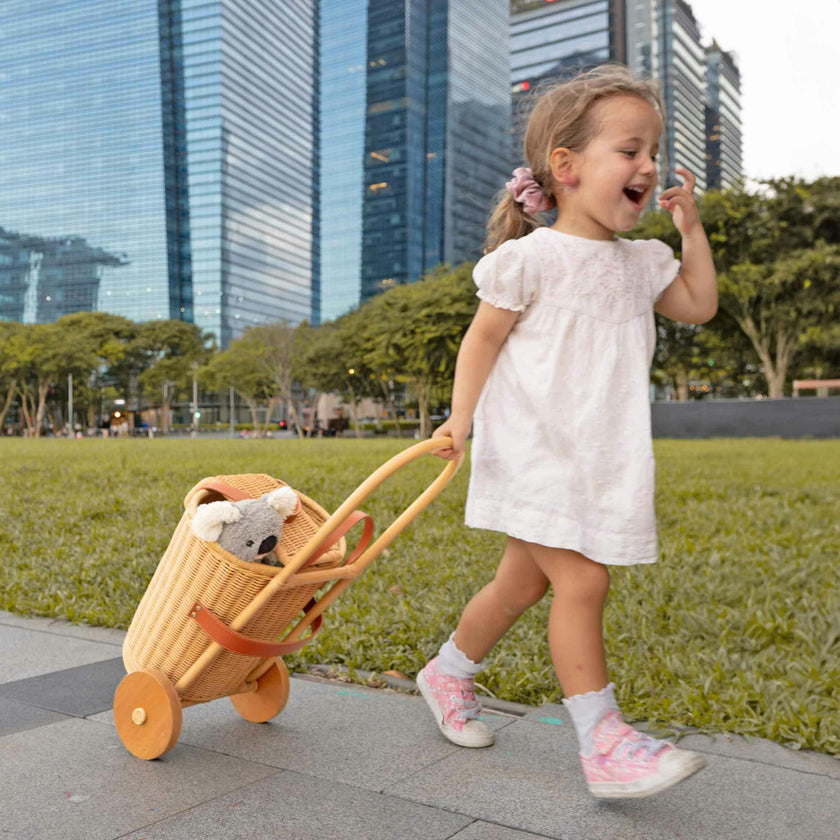 Handcrafted - Eric Kids Shopping Trolley - Rattan Wicker