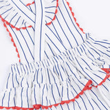 Baseball Stripe - Ric Rac Ruffle Sunsuit