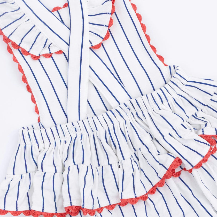 Baseball Stripe - Ric Rac Ruffle Sunsuit
