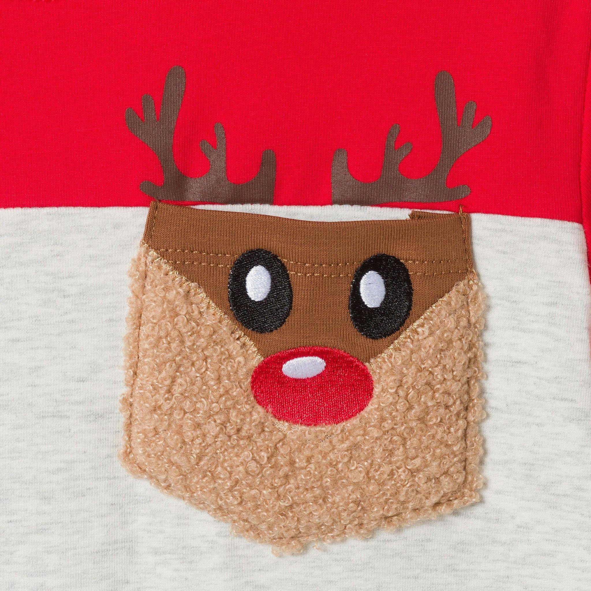 Boys Playful Pocket Tee | Fuzzy Reindeer