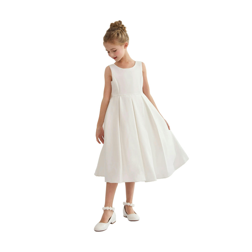 White Redwooda Satin Bow-Back Dress