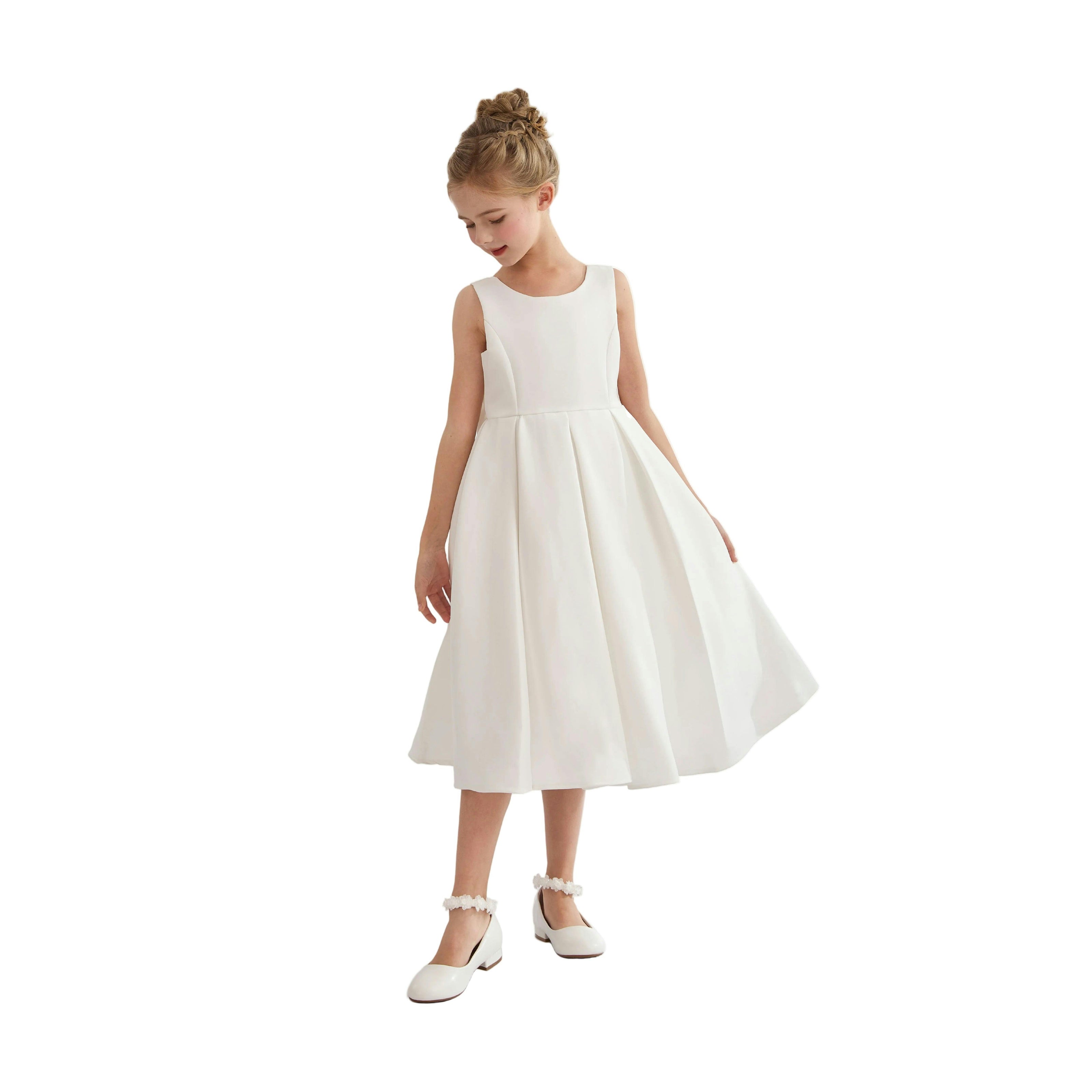 White Redwooda Satin Bow-Back Dress