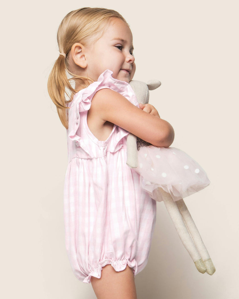 Baby's Twill Ruffled Romper in Pink Gingham