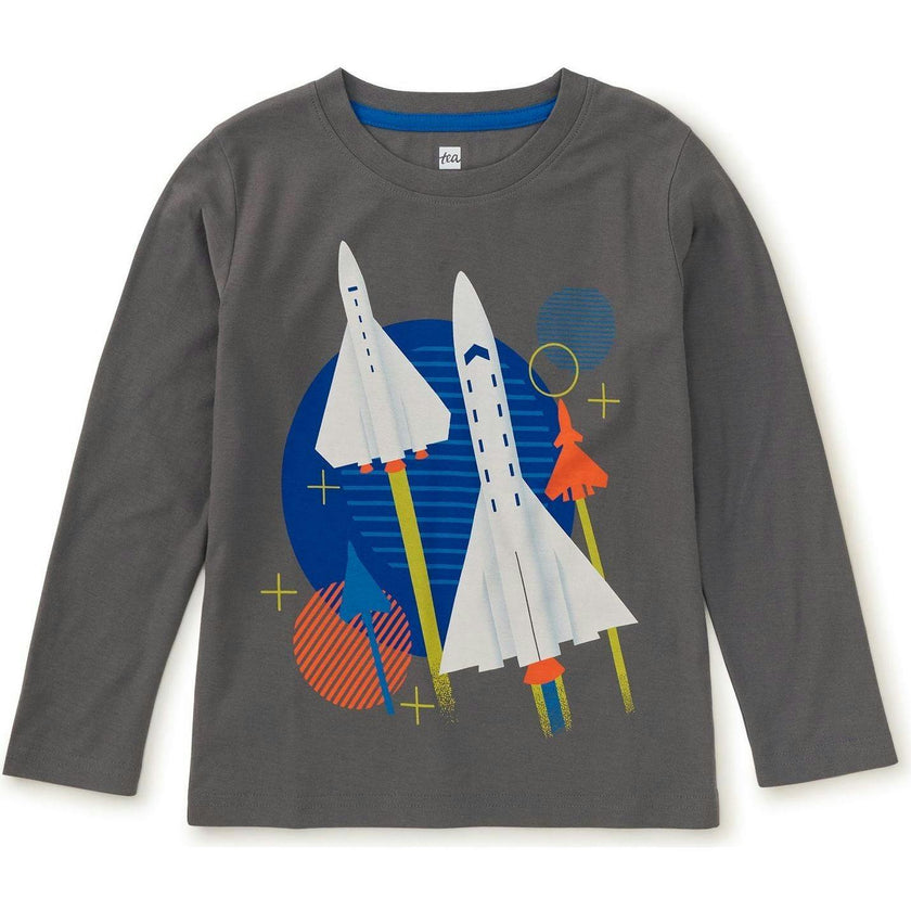 Space Ace Graphic Print Crew Neck Long Sleeve T-Shirt, Multi