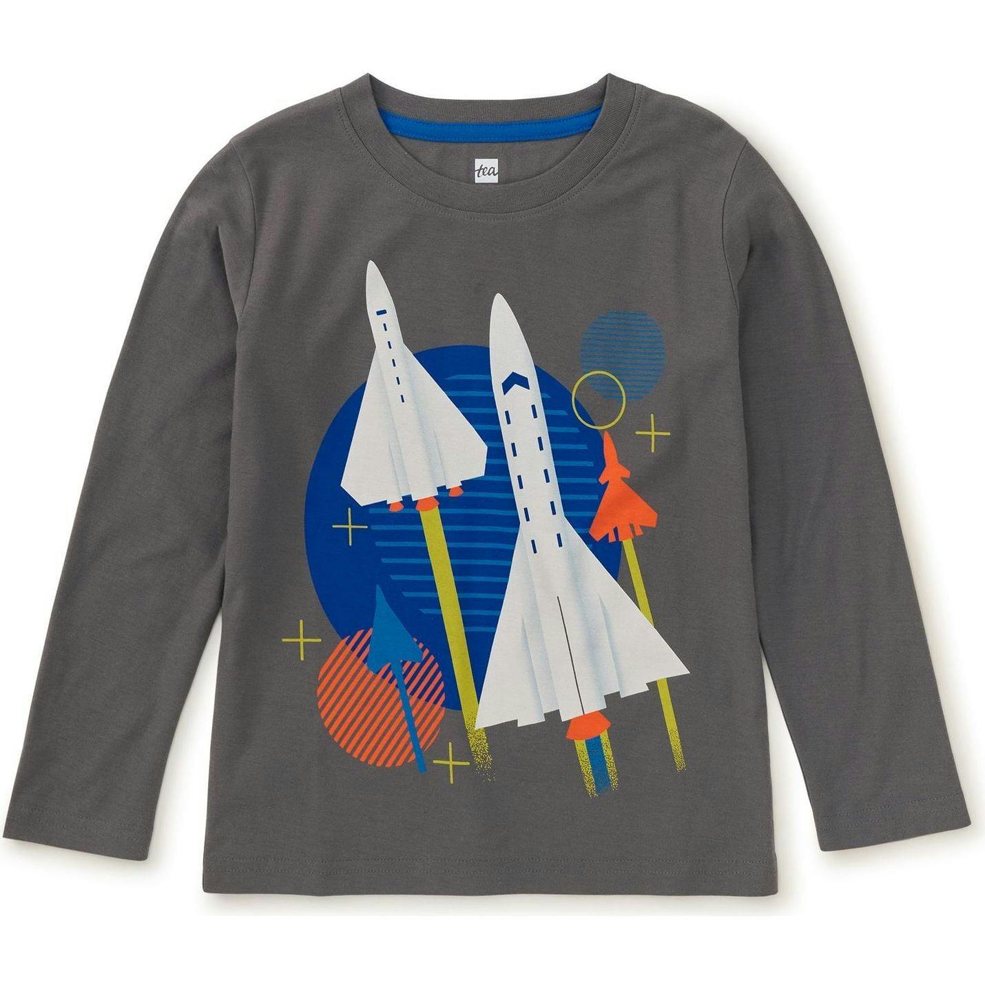 Space Ace Graphic Print Crew Neck Long Sleeve T-Shirt, Multi