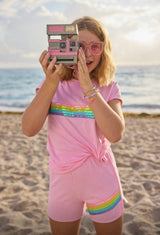 Rainbow Sequin Short Set Lavender
