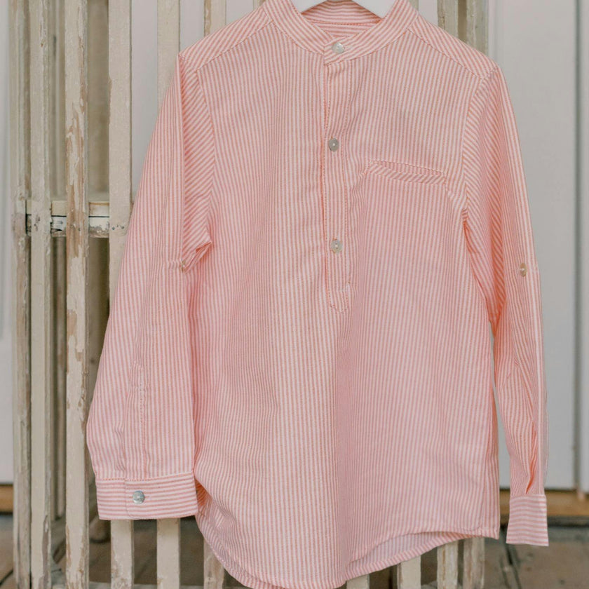 Orange Stripe Mateo Long Sleeve Boy Shirt