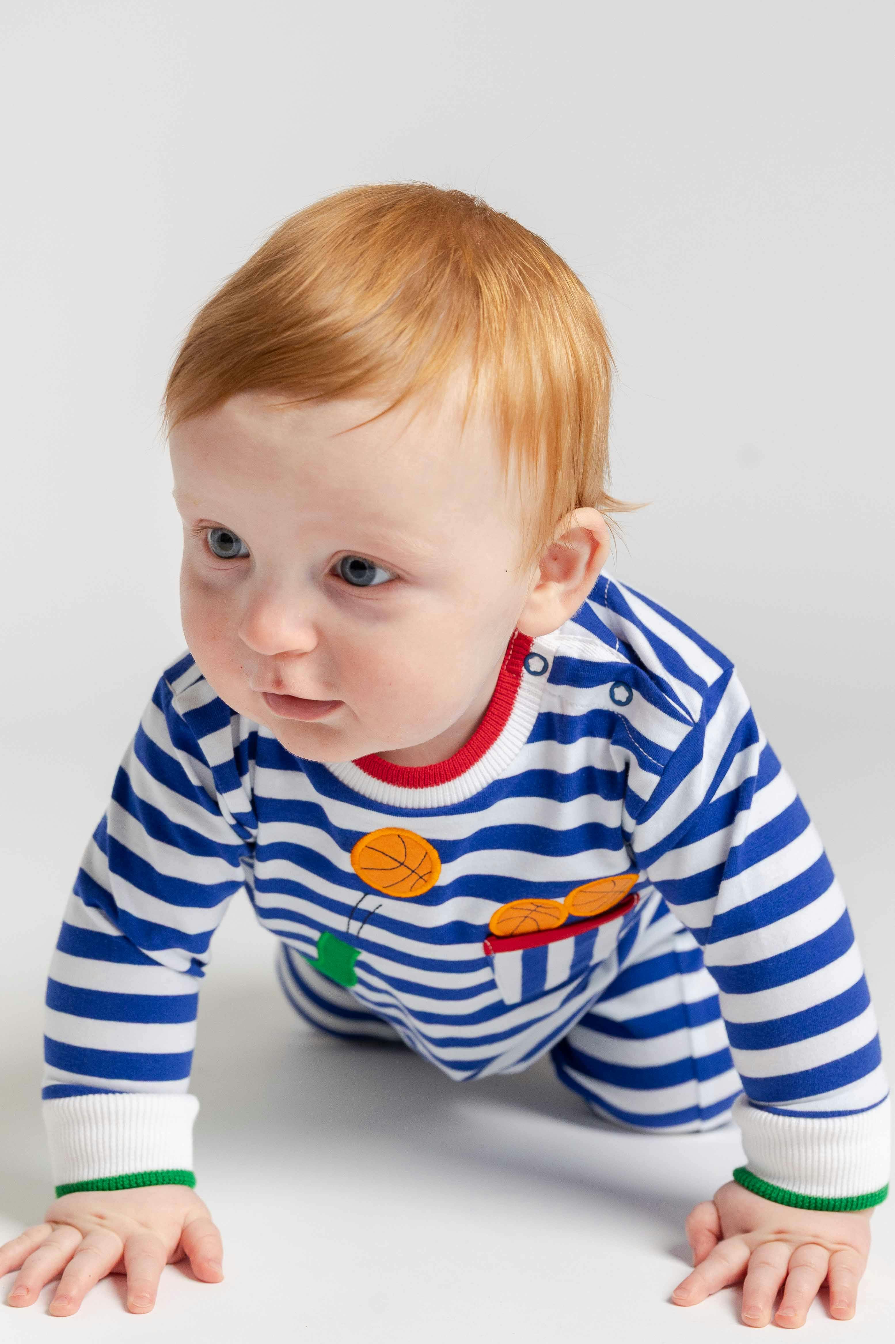 Stripe Knit Longall with Elephant & Basketballs