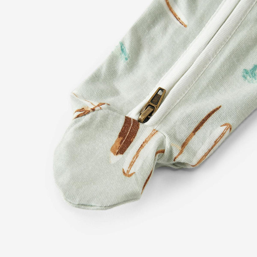 Vintage Surf Bamboo Zipper Footed Romper