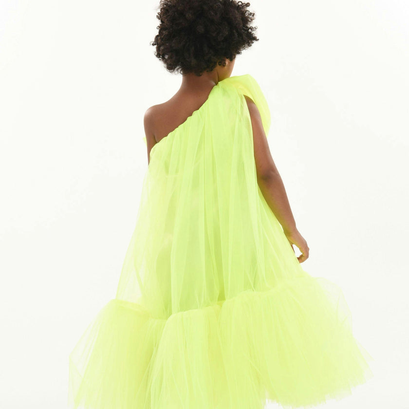 Green Maggi Neon Bow Tulle Dress