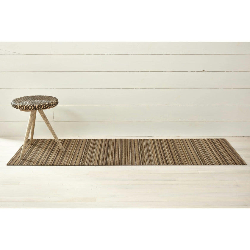 Skinny Stripe Shag Floor Mat, Mushroom