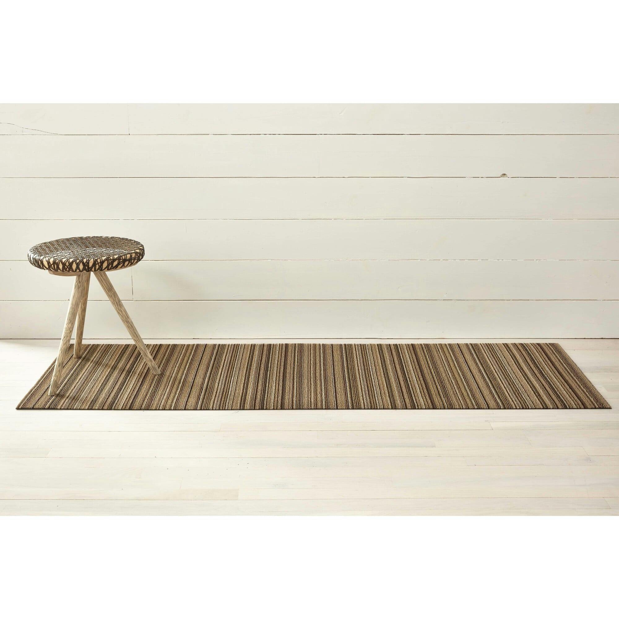 Skinny Stripe Shag Floor Mat, Brown