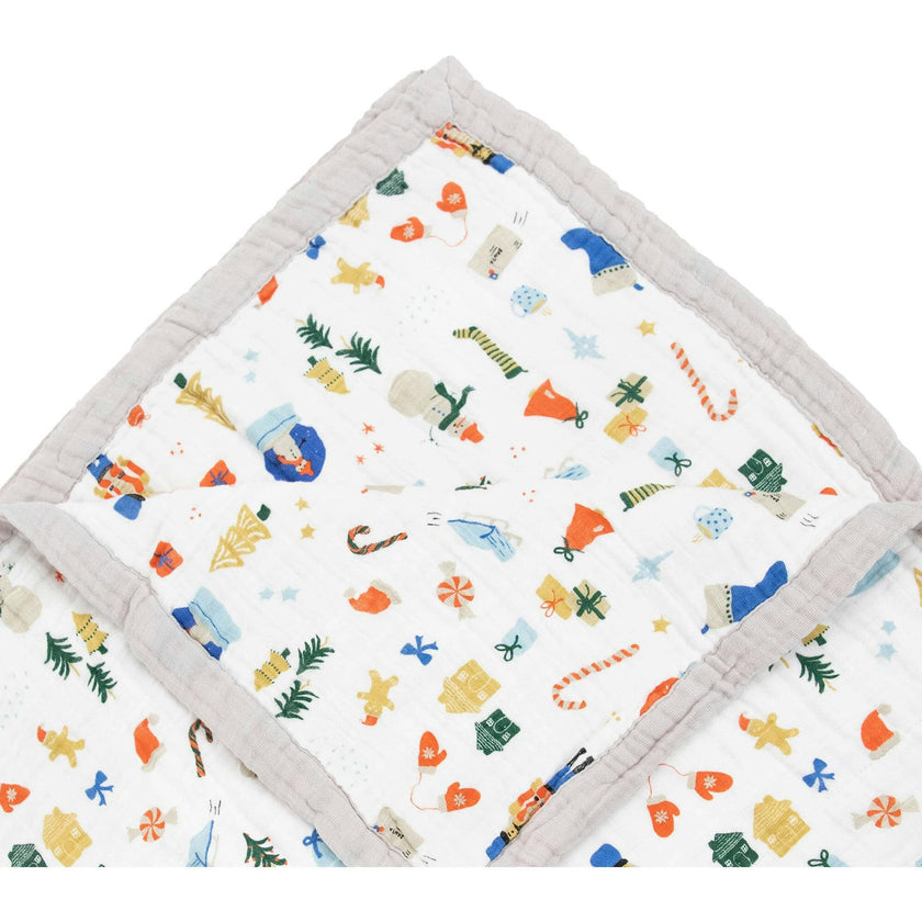 Cotton Muslin Quilted Throw - Christmas Time