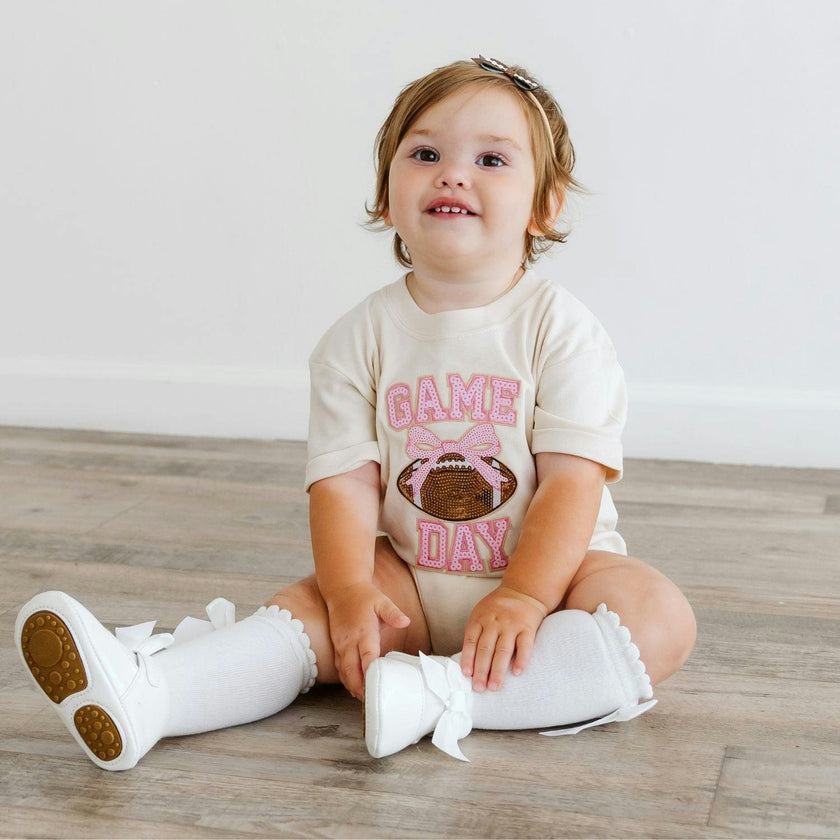 Game Day Sequin Patch Short Sleeve Romper