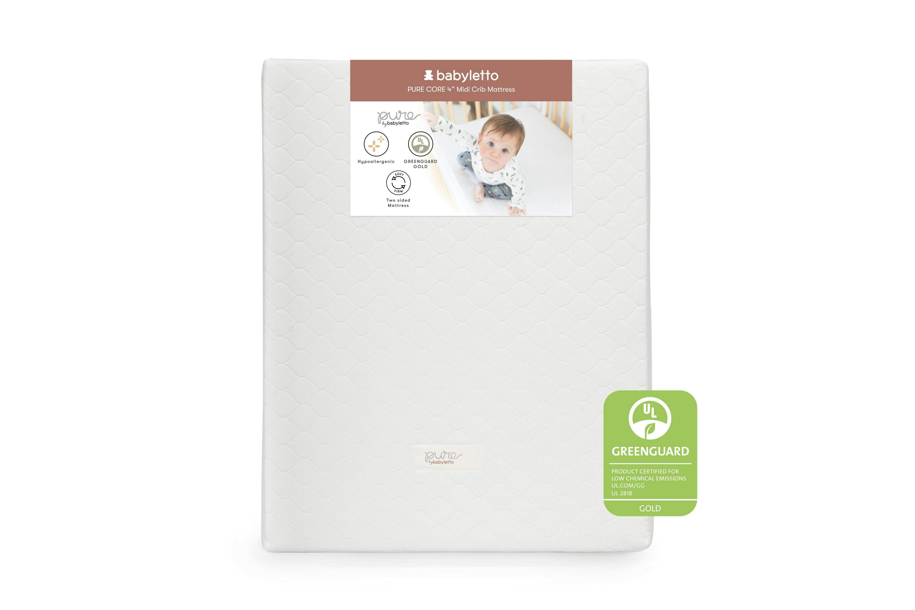 Babyletto Pure Core Midi Crib Mattress | Hybrid Quilted Waterproof Cover | Lightweight