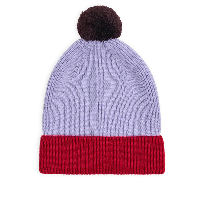children's merino beanie - berry & red