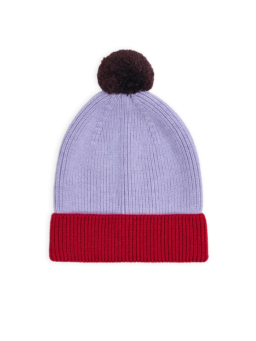 children's merino beanie - berry & red