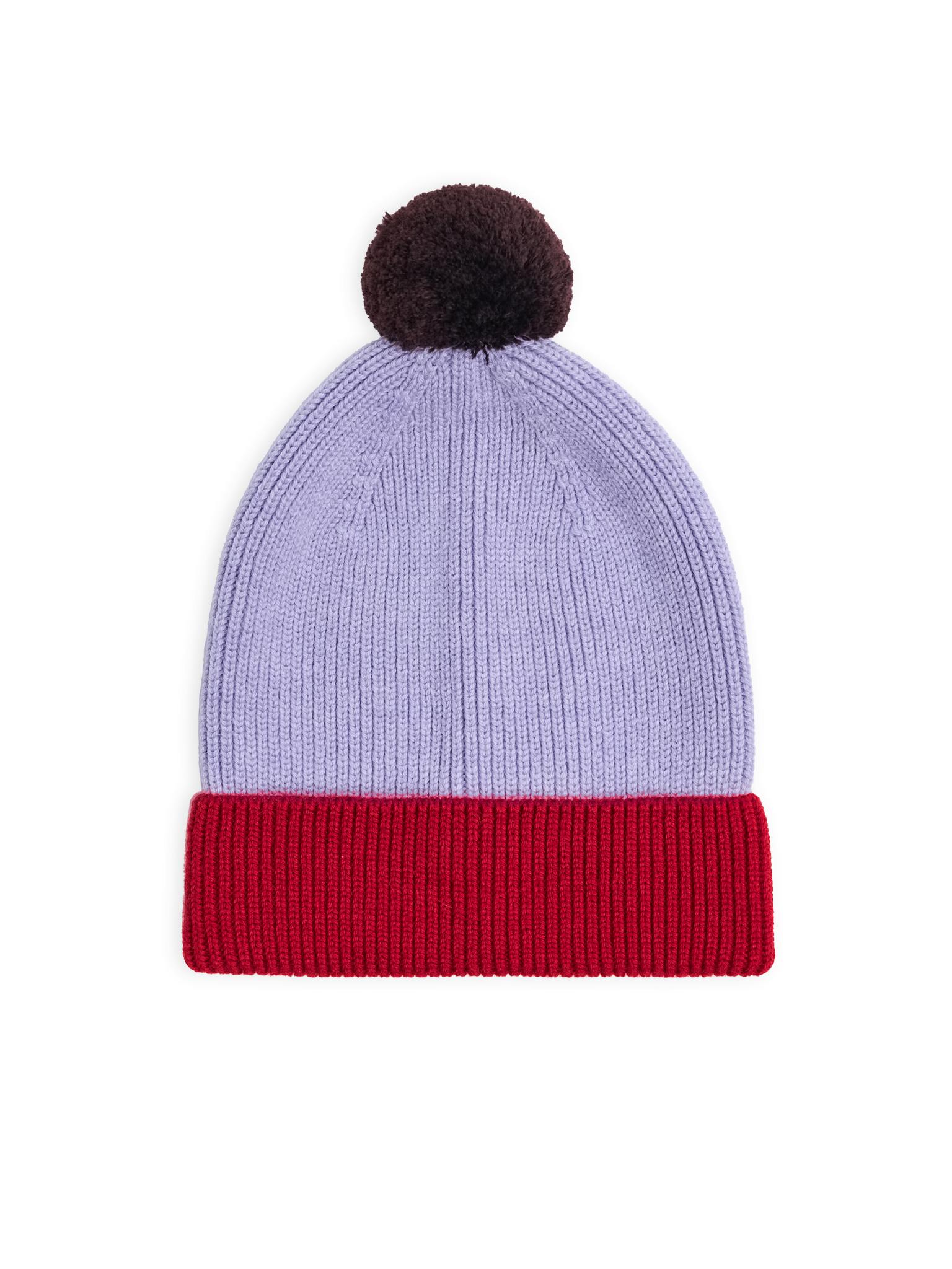 children's merino beanie - berry & red