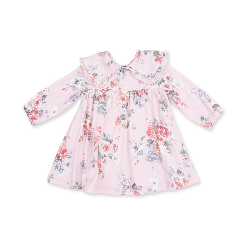 Painterly Rose Bouquets - Sofia Dress with Oversize Collar and Bloomer