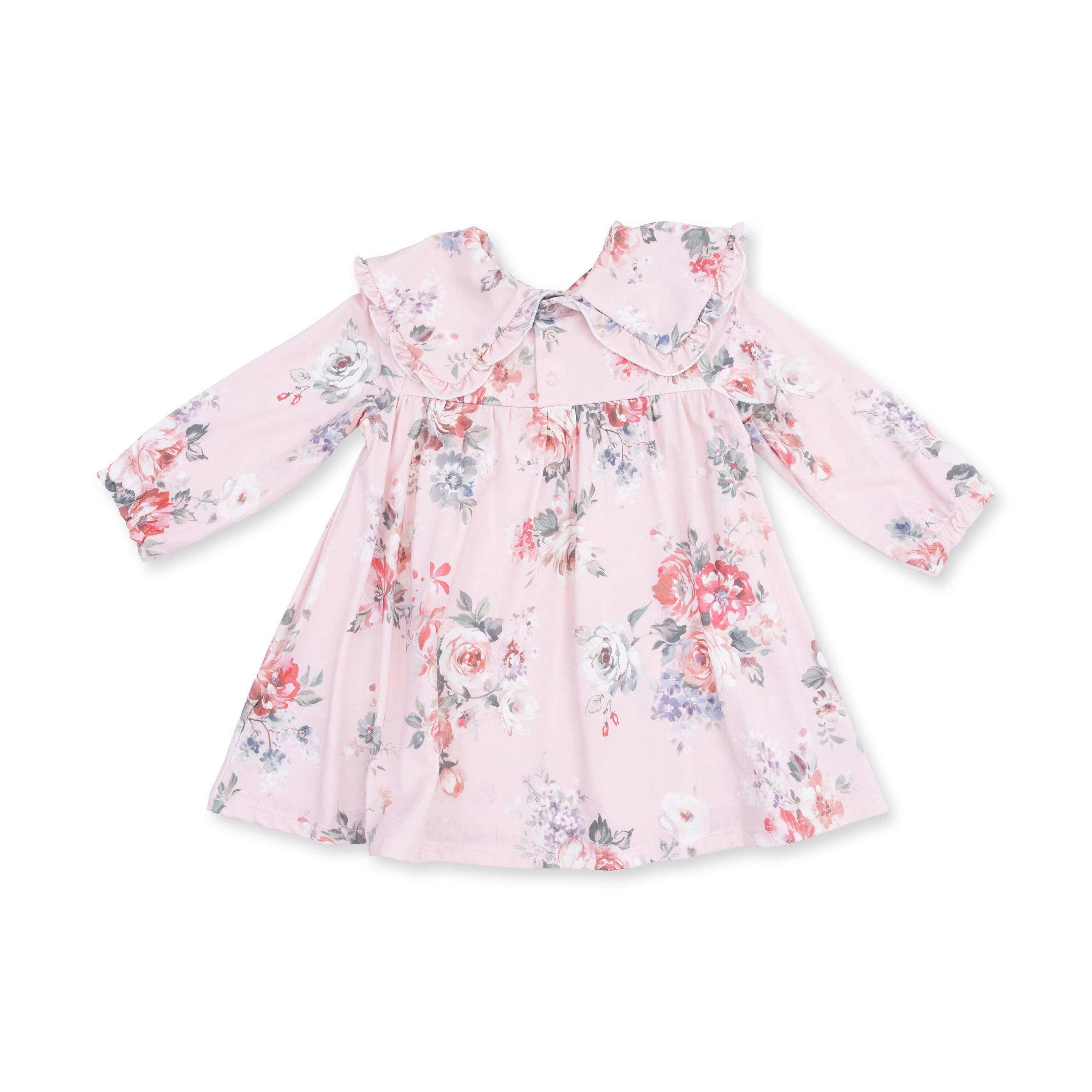 Painterly Rose Bouquets - Sofia Dress with Oversize Collar and Bloomer