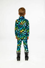 Two Piece Thermal Underwear Blue Checkered Print