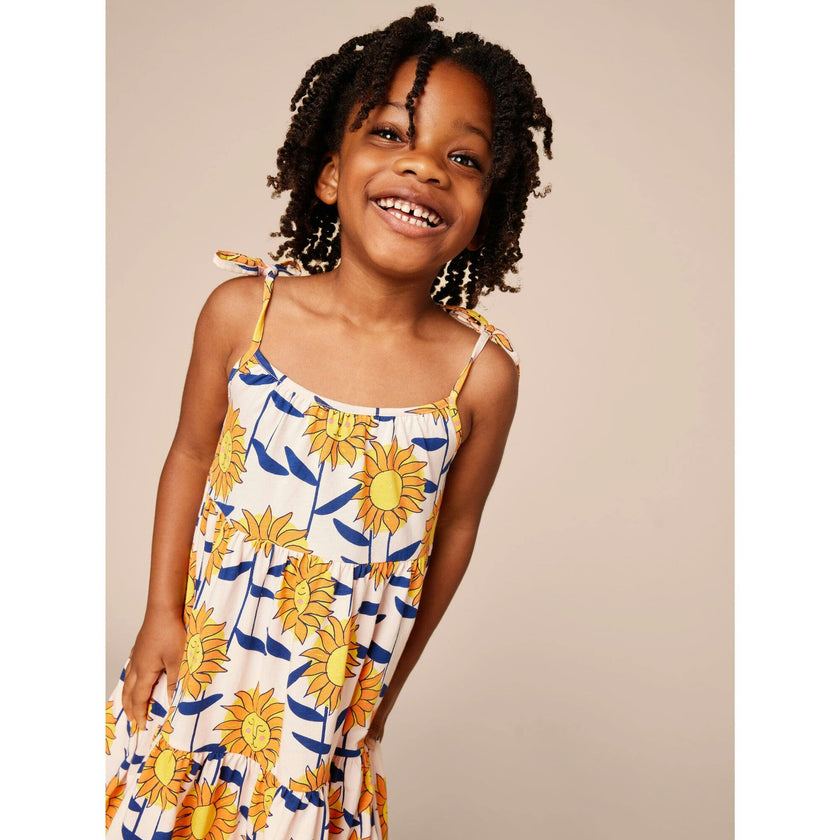 Tie Shoulder Tiered Dress, Multi