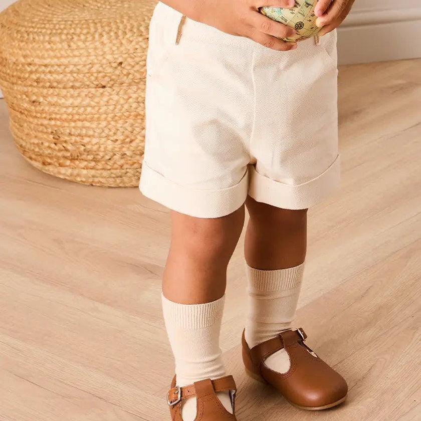 Elasticated Waist Shorts in Cream (12mths-4yrs)