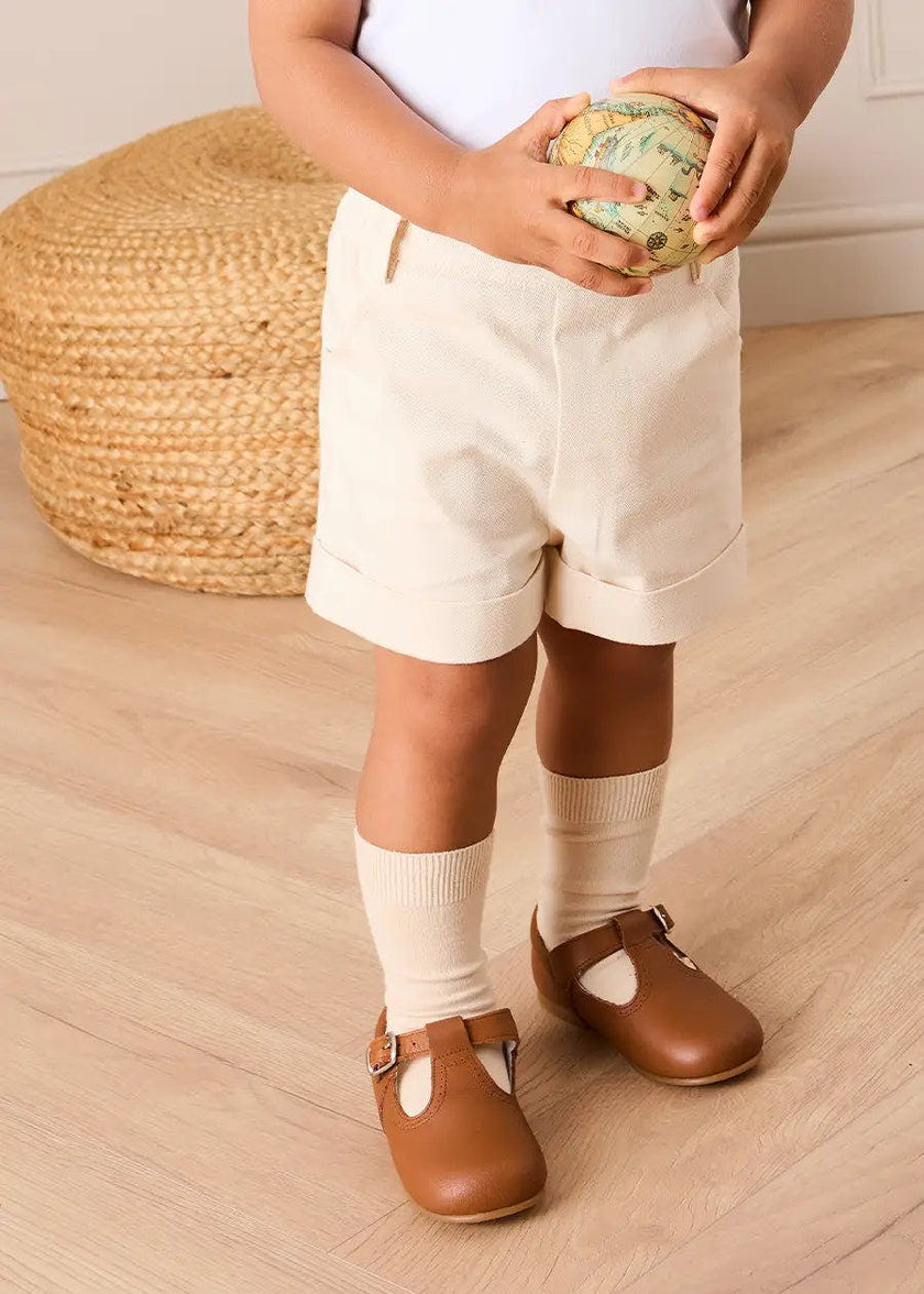 Elasticated Waist Shorts in Cream (12mths-4yrs)