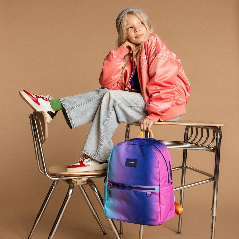 Kane Double Pocket Backpack, Blue/Pink Gradient