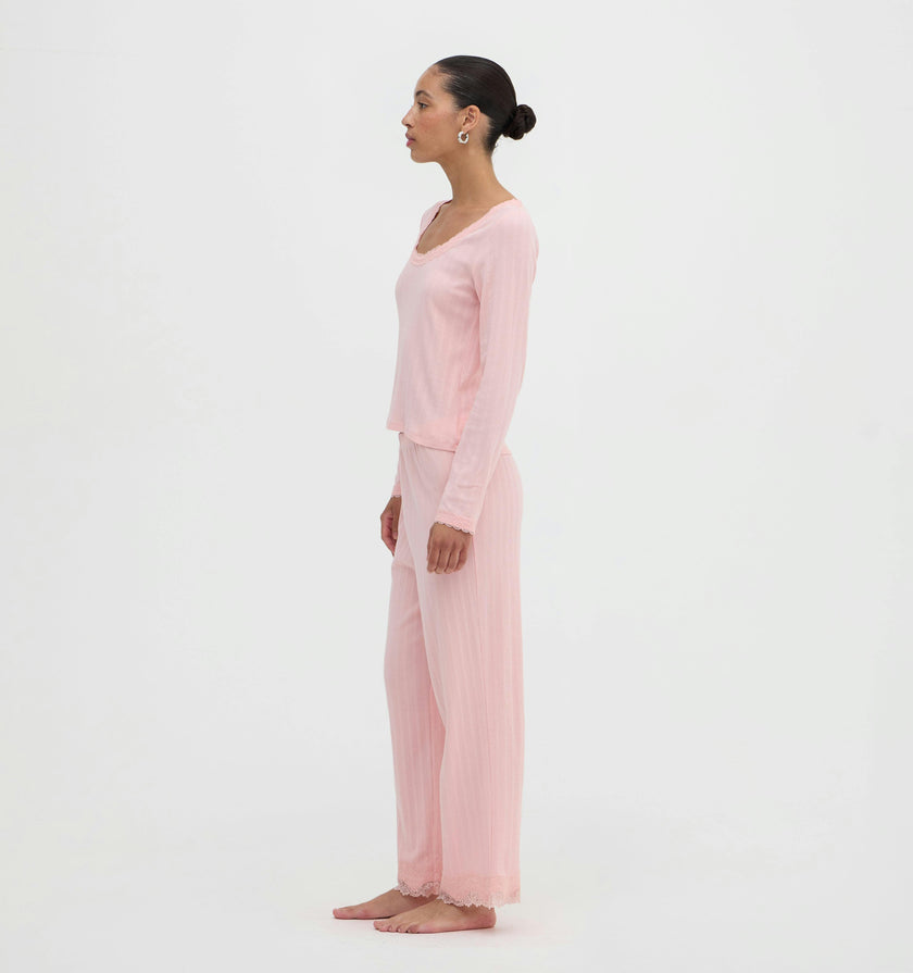 The Filippa Pointelle Pajama Set - Ballet Pink