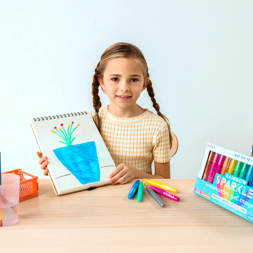 Rainbow Sparkle Metallic Watercolor Gel Crayons - Set of 12