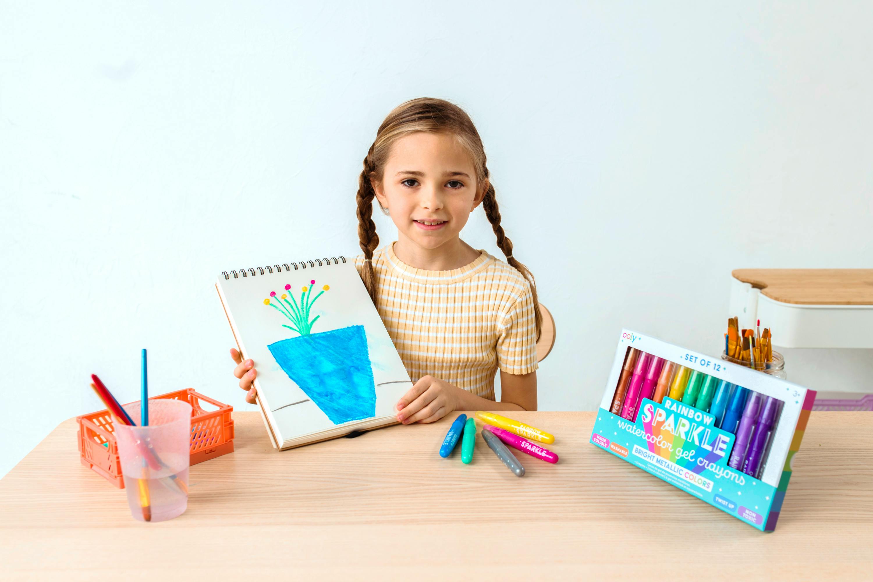 Rainbow Sparkle Metallic Watercolor Gel Crayons - Set of 12
