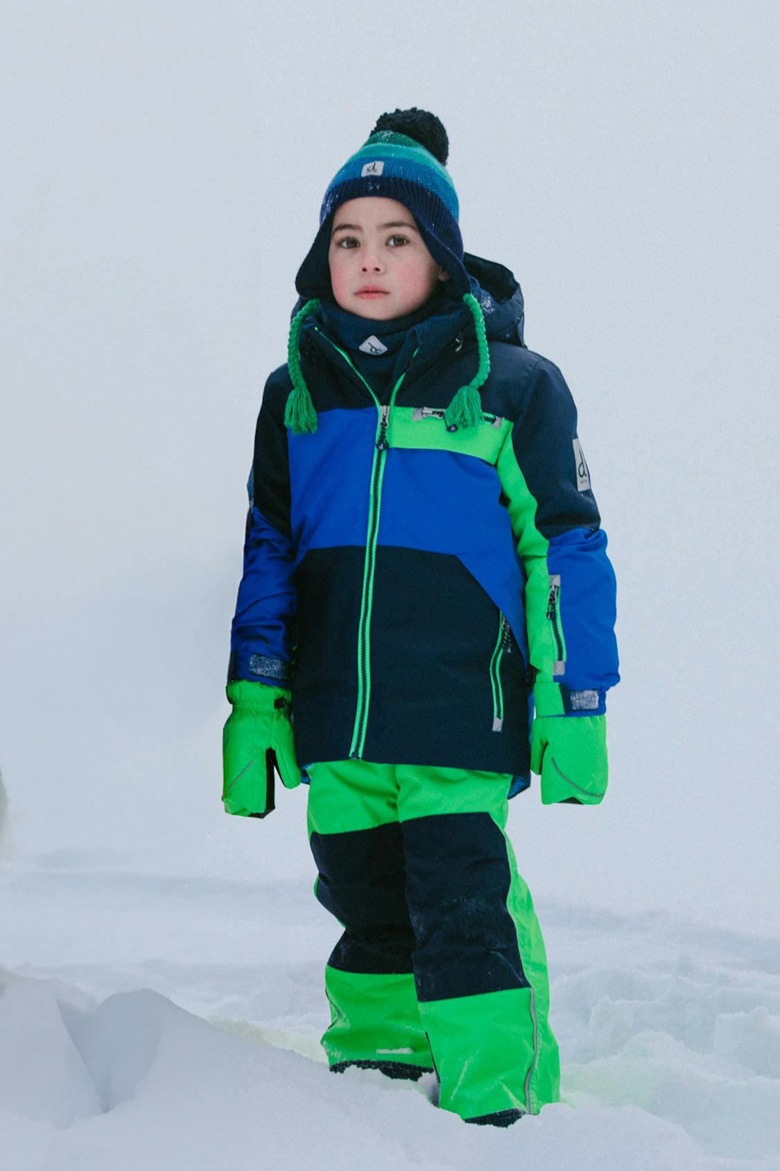 Two Piece Play Snowsuit Royal Blue And Green Colorblock