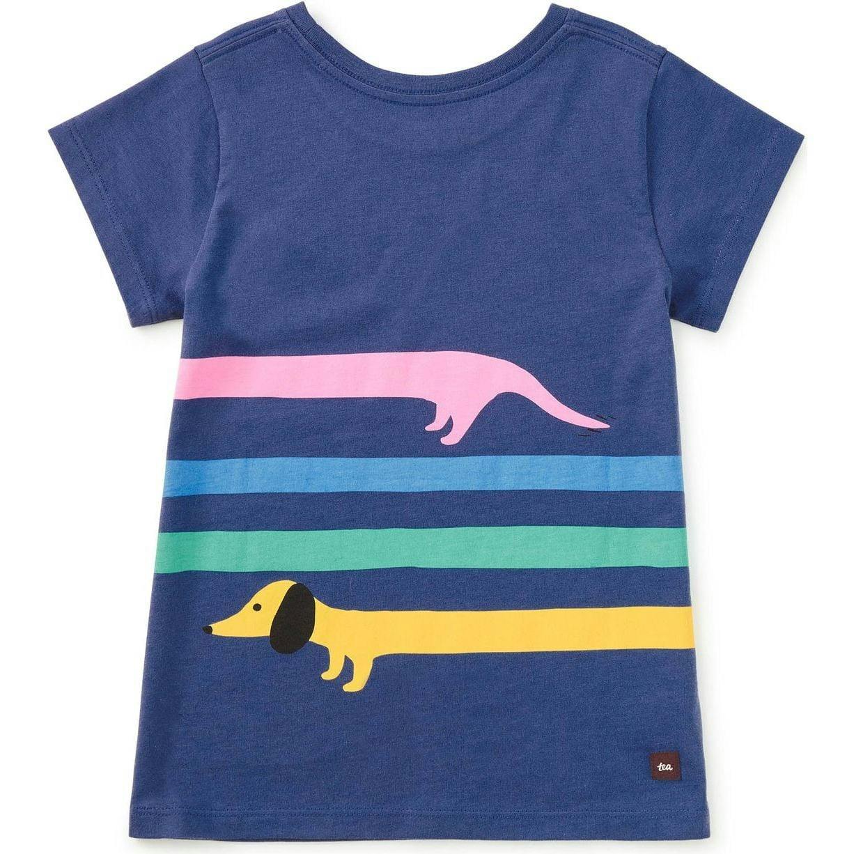 Rainbow Dachsund Graphic Tee, Blue