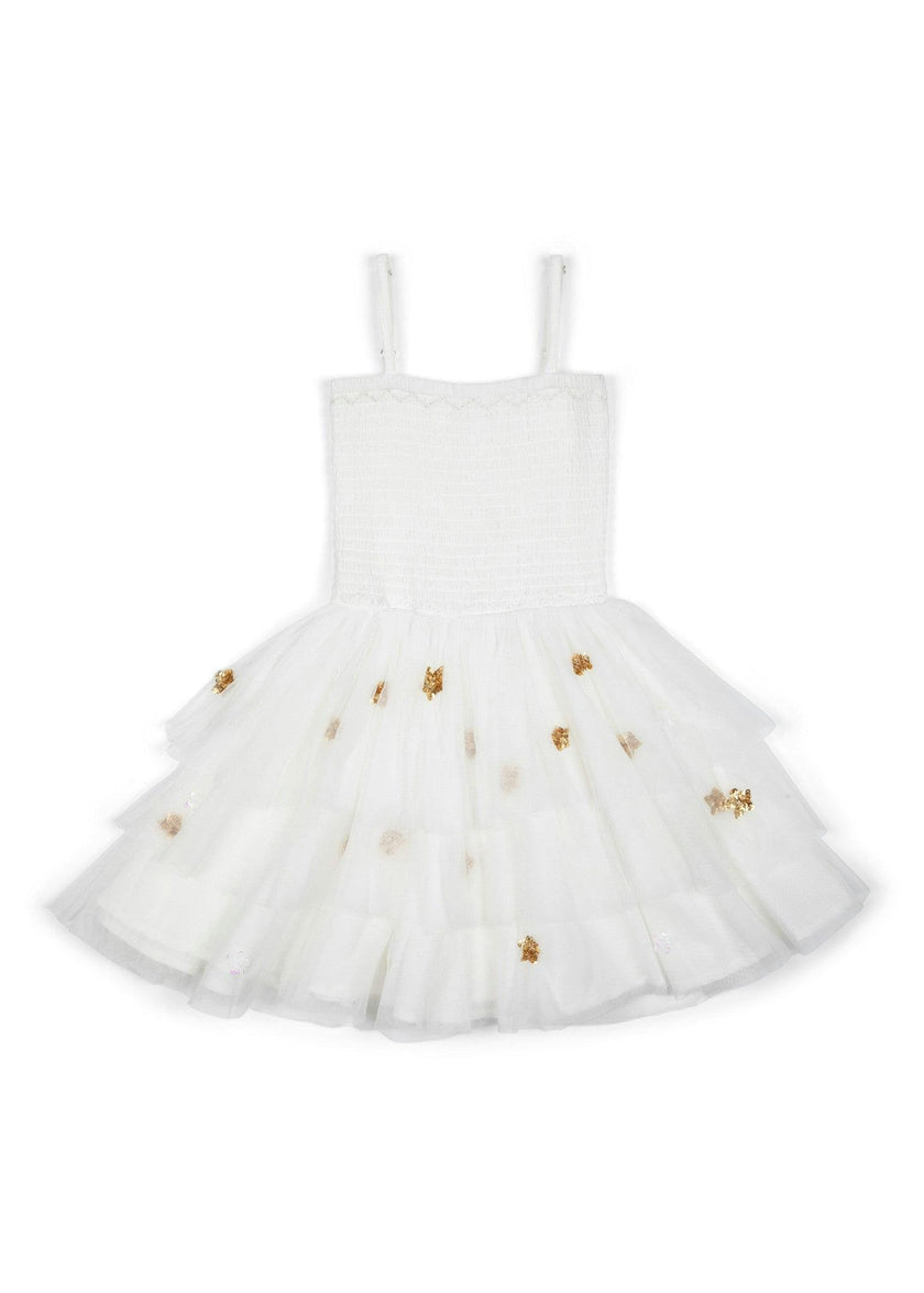 Cilia | Cotton Embellished Star Tutu Dress | Cream