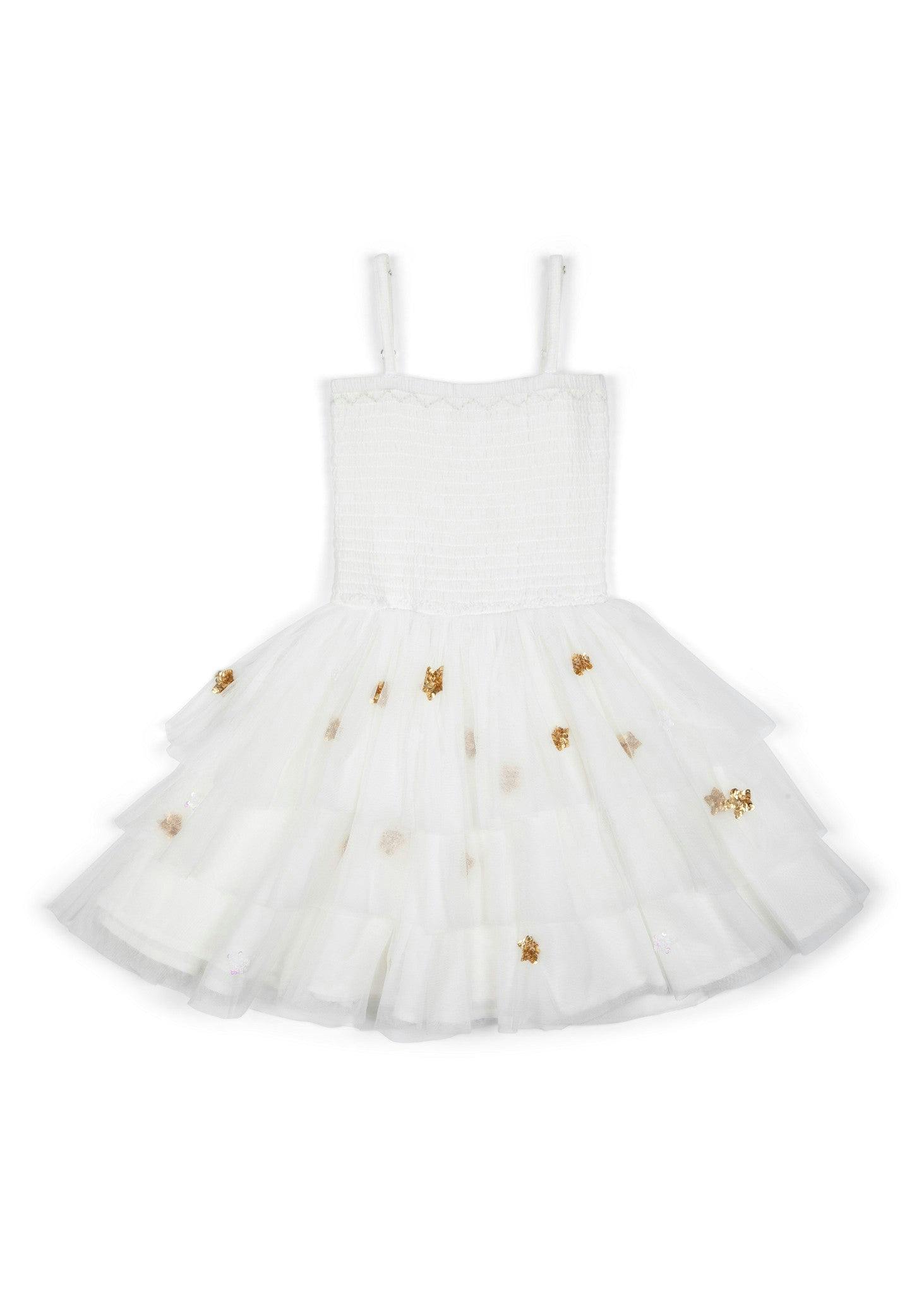 Cilia | Cotton Embellished Star Tutu Dress | Cream