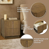 Potomac Reeding Pattern 2 Drawer Push to Open Nightstand Greige Wood Accent Storage