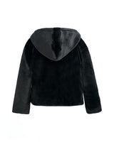 Black Plush Hooded Jacket