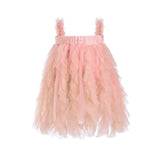 Pink Sleeveless Ruffle Layered Dress