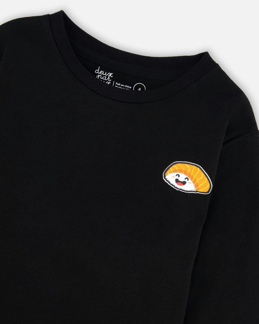 Long Sleeve Jersey Tee Shirt with Print Back & Front